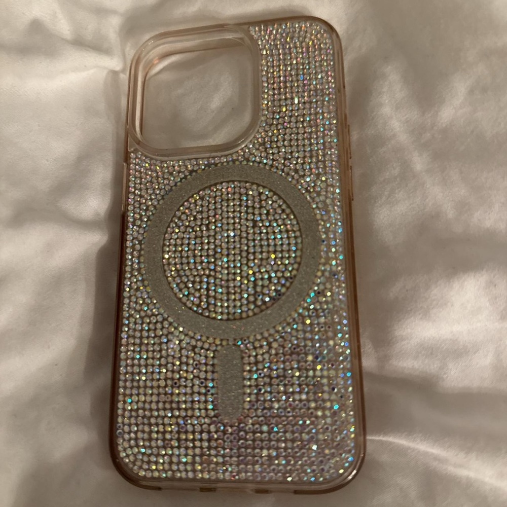 Crystal-Studded Phone Case - Silver